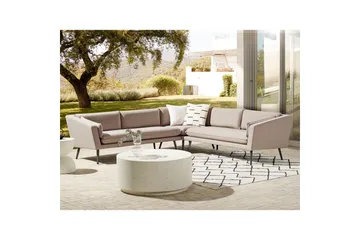 Hörnsoffa Loretello Beige/grå - Beige/grå - Utemöbler & utemiljö - Utesoffa - Trädgårdssoffa