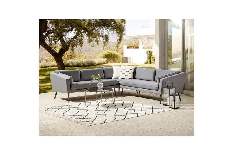 Hörnsoffa Loretello Grå - Grå - Utemöbler & utemiljö - Utesoffa - Trädgårdssoffa