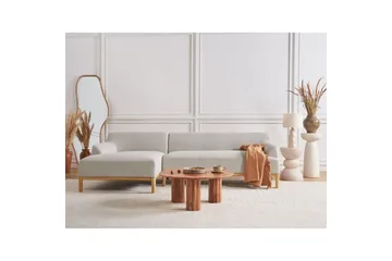 Hörnsoffa Sosjo Beige, ljust trä, Högervänd - Beige, ljust trä, Högervänd - Utemöbler & utemiljö - Utesoffa - Trädgårdssoffa