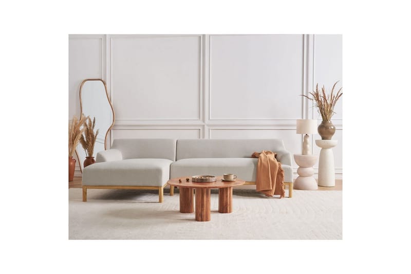Hörnsoffa Sosjo Beige, ljust trä, Högervänd - Beige, ljust trä, Högervänd - Utemöbler & utemiljö - Utesoffa - Trädgårdssoffa