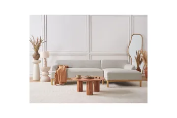 Hörnsoffa Sosjo Beige, ljust trä, Vänstervänd - Beige, ljust trä, Vänstervänd - Möbler - Soffa - Hörnsoffa - Hörnsoffa med divan