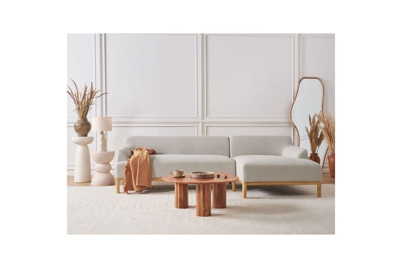 Hörnsoffa Sosjo Beige, ljust trä, Vänstervänd - Beige, ljust trä, Vänstervänd - Möbler - Soffa - Hörnsoffa - Hörnsoffa med divan