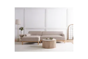 Hörnsoffa Sosjo Brunt, ljust trä, Högervänd - Brunt, ljust trä, Högervänd - Möbler - Soffa - Hörnsoffa - Hörnsoffa med divan