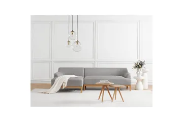 Hörnsoffa Sosjo Grå, ljust trä, Högervänd - Grå, ljust trä, Högervänd - Möbler - Soffa - Hörnsoffa - Hörnsoffa med divan