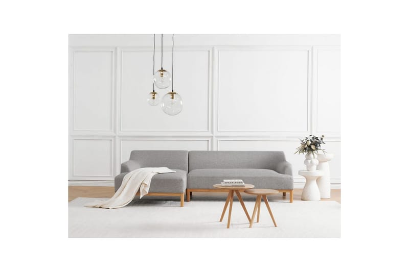 Hörnsoffa Sosjo Grå, ljust trä, Högervänd - Grå, ljust trä, Högervänd - Möbler - Soffa - Hörnsoffa - Hörnsoffa med divan