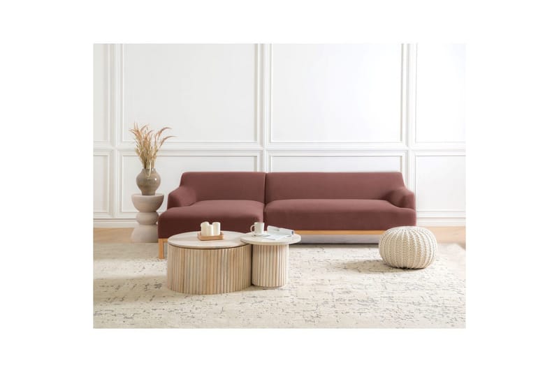Hörnsoffa Sosjo Rött, ljust trä, Högervänd - Rött, ljust trä, Högervänd - Utemöbler & utemiljö - Utesoffa - Trädgårdssoffa