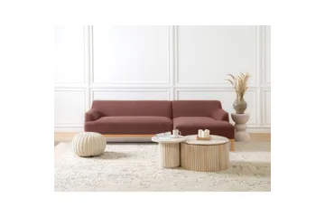 Hörnsoffa Sosjo Rött, ljust trä, Vänstervänd - Rött, ljust trä, Vänstervänd - Utemöbler & utemiljö - Utesoffa - Trädgårdssoffa