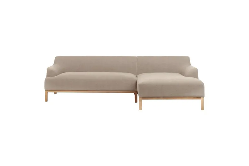 Hörnsoffa Sosjo Taupe, ljust trä, Vänstervänd - Taupe, ljust trä, Vänstervänd - Möbler - Soffa - Hörnsoffa - Hörnsoffa med divan