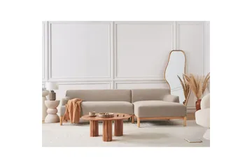 Hörnsoffa Sosjo Taupe, ljust trä, Vänstervänd - Taupe, ljust trä, Vänstervänd - Möbler - Soffa - Hörnsoffa - Hörnsoffa med divan