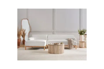 Hörnsoffa Sosjo Vit, ljust trä, Högervänd - Vit, ljust trä, Högervänd - Möbler - Soffa - Hörnsoffa - Hörnsoffa med divan