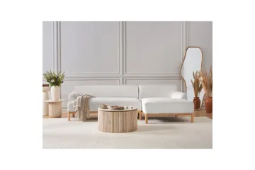 Hörnsoffa Sosjo Vit, ljust trä, Vänstervänd - Vit, ljust trä, Vänstervänd - Möbler - Soffa - Hörnsoffa - Hörnsoffa med divan