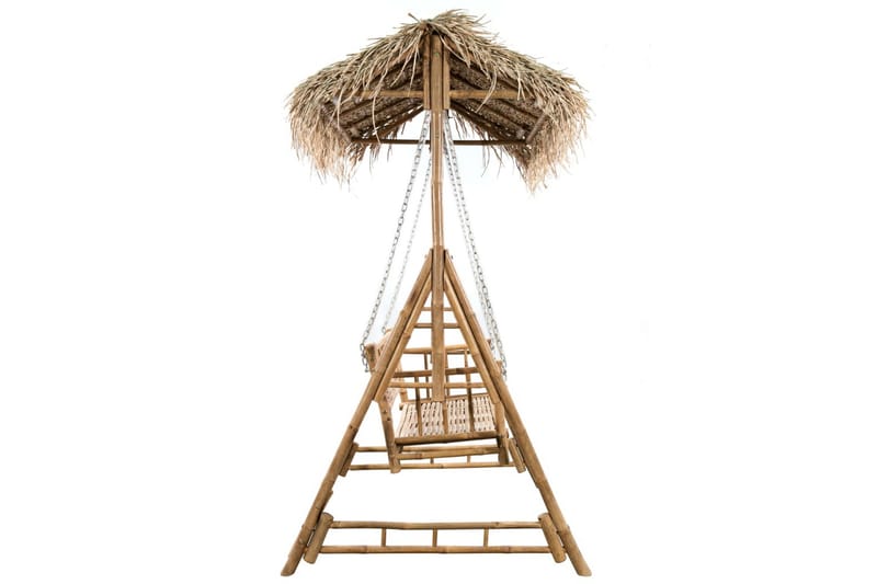 2-sits hammock med palmblad och dyna bambu 202 cm - Brun - Hammock