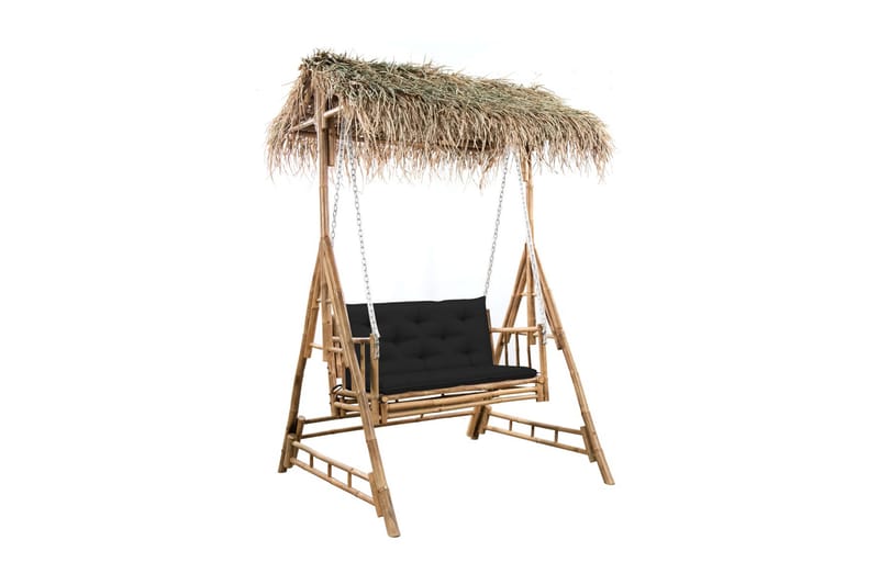 2-sits hammock med palmblad och dyna bambu 202 cm - Brun - Hammock