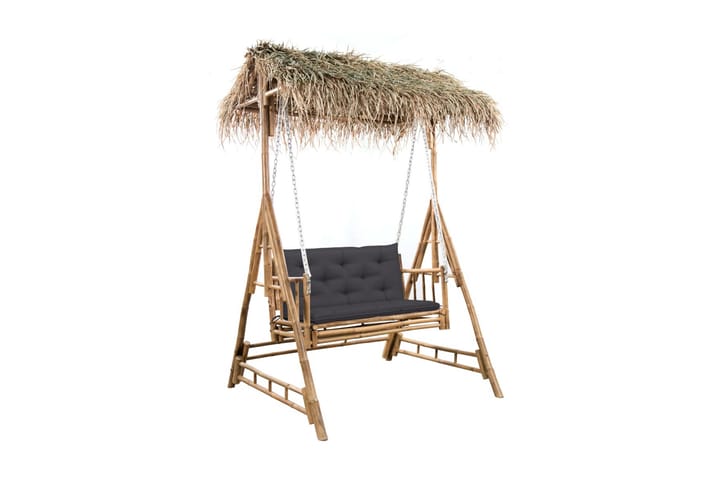 2-sits hammock med palmblad och dynor bambu 202 cm - Hammock