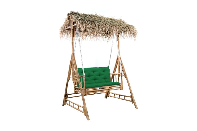 2-sits hammock med palmblad och dynor bambu 202 cm - Brun - Hammock