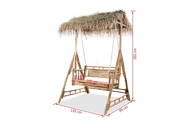 2-sits hammock med palmblad bambu 202 cm - Brun - Hammock