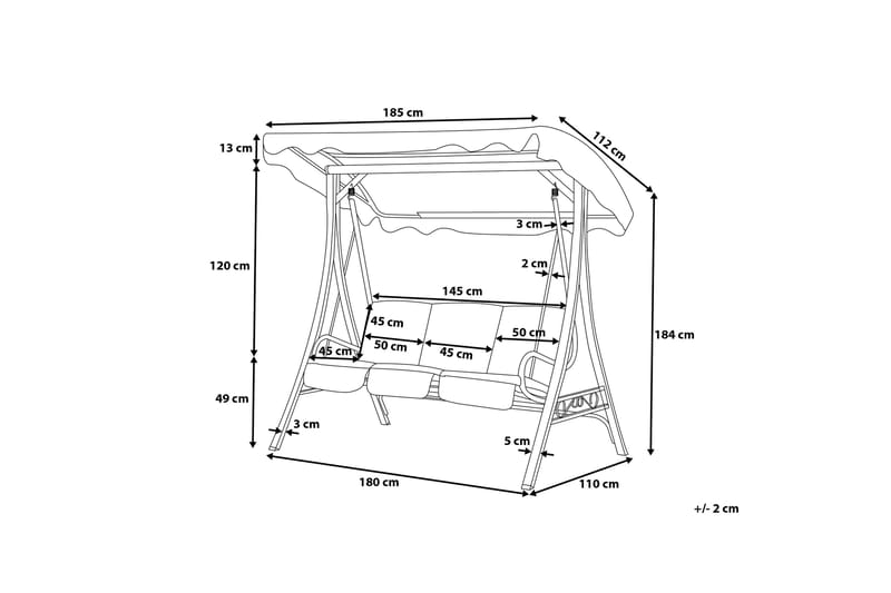 Hängsoffa Garbo 185 cm - Grå - Hammock