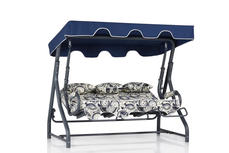 Icterina 3-sits Hammock med Tak - Vit/Mörkblå - Utemöbler & utemiljö - Utesoffa - Hammock