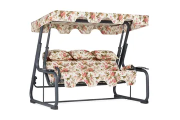 Jaudling 3-sits Hammock med Tak - Blommig/Grå - Utemöbler & utemiljö - Utesoffa - Hammock