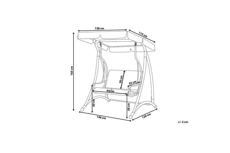 Tesero Hängsoffa 146 cm - Grå - Utemöbler & utemiljö - Utesoffa - Hammock