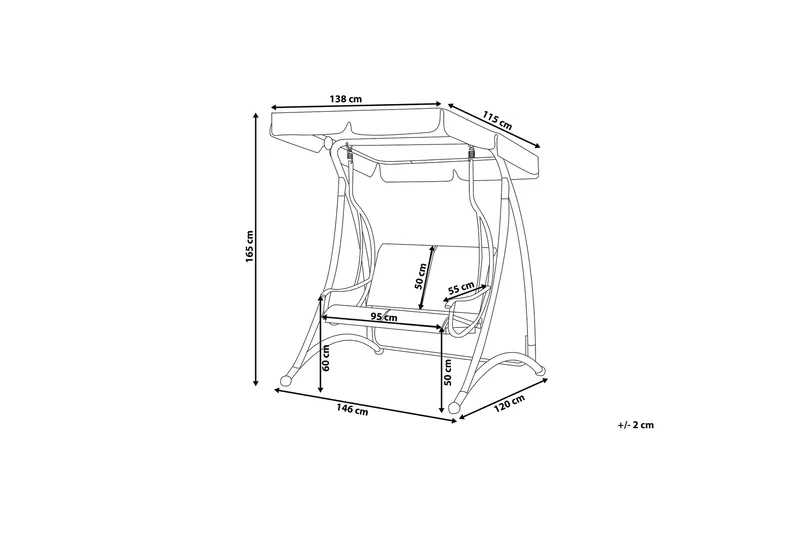 Tesero Hängsoffa 146 cm - Grå - Utemöbler & utemiljö - Utesoffa - Hammock