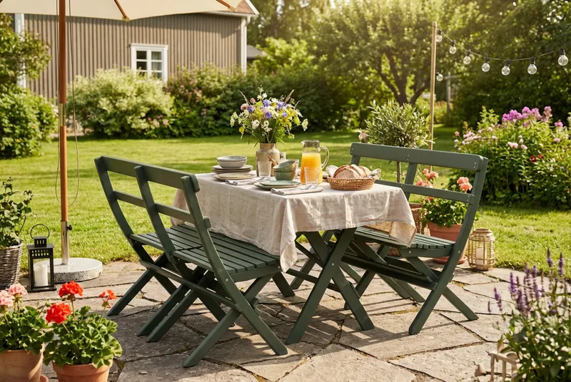 Landet liten soffa utomhus 110x60x89 cm - Träsoffa akacia - Grön - Utemöbler & utemiljö - Utesoffa - Trädgårdssoffa