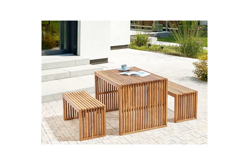 Set med 2 trädgårdsbänkar Sulzano - Utemöbler & utemiljö - Utesoffa - Trädgårdsbänk & utebänk