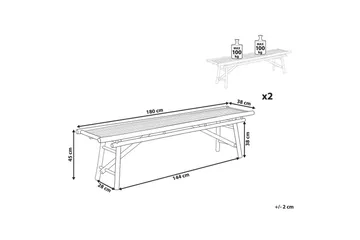 Set med 2 trädgårdsbänkar Tindari - Utemöbler & utemiljö - Utesoffa - Trädgårdsbänk & utebänk