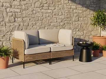 Soffa utomhus 2-Sits Omegana Konstrotting - Beige/Svart - Utemöbler & utemiljö - Utesoffa