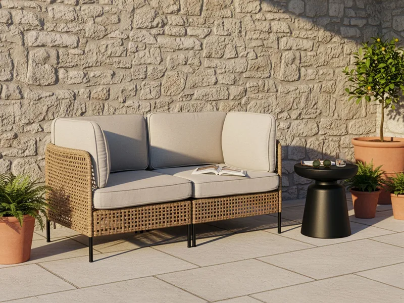 Soffa utomhus 2-Sits Omegana Konstrotting - Beige/Svart - Utemöbler & utemiljö - Utesoffa