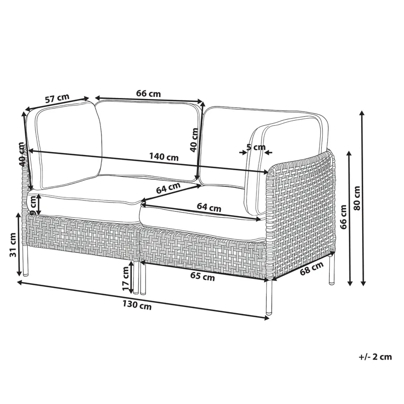 Soffa utomhus 2-Sits Omegana Konstrotting - Beige/Svart - Utemöbler & utemiljö - Utesoffa