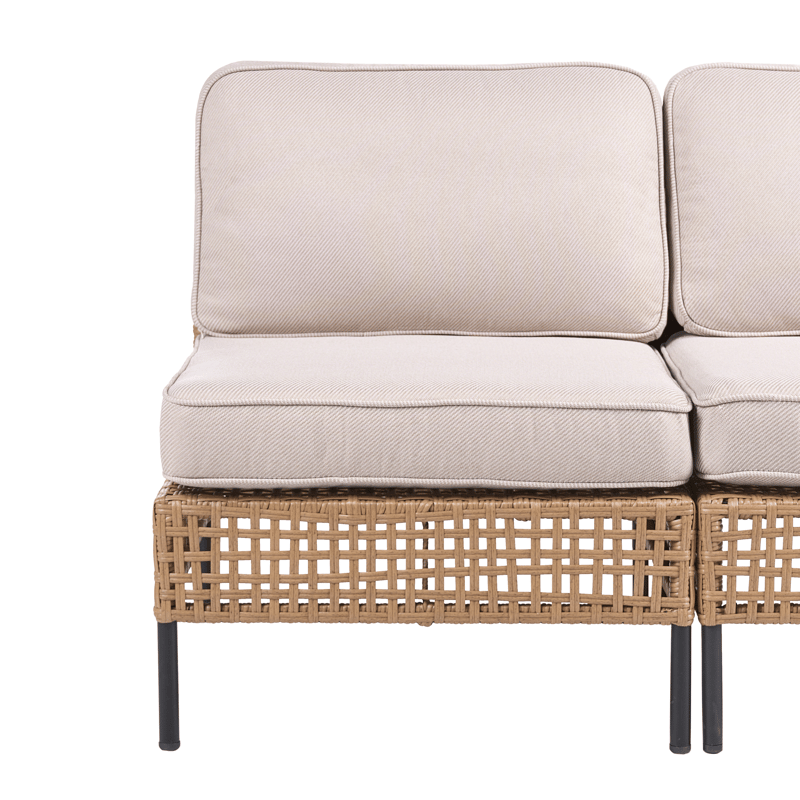 Soffa utomhus 2-Sits Omegana Utan Armstöd Konstrotting - Beige/Svart - Utemöbler & utemiljö - Utesoffa