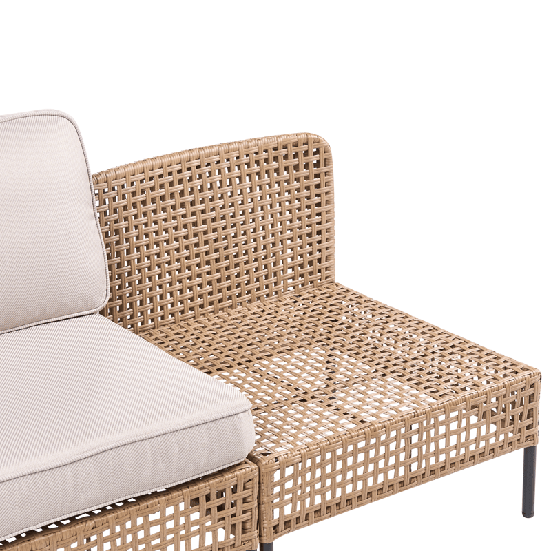 Soffa utomhus 2-Sits Omegana Utan Armstöd Konstrotting - Beige/Svart - Utemöbler & utemiljö - Utesoffa