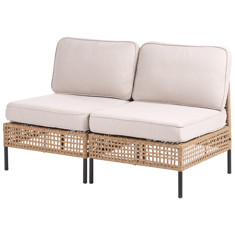 Soffa utomhus 2-Sits Omegana Utan Armstöd Konstrotting - Beige/Svart - Utemöbler & utemiljö - Utesoffa