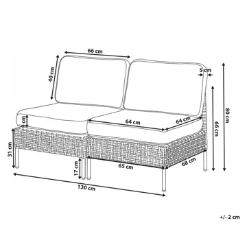 Soffa utomhus 2-Sits Omegana Utan Armstöd Konstrotting - Beige/Svart - Utemöbler & utemiljö - Utesoffa