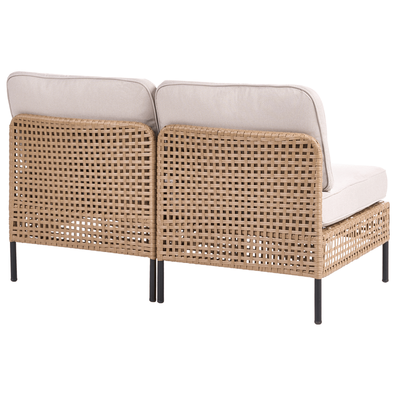 Soffa utomhus 2-Sits Omegana Utan Armstöd Konstrotting - Beige/Svart - Utemöbler & utemiljö - Utesoffa