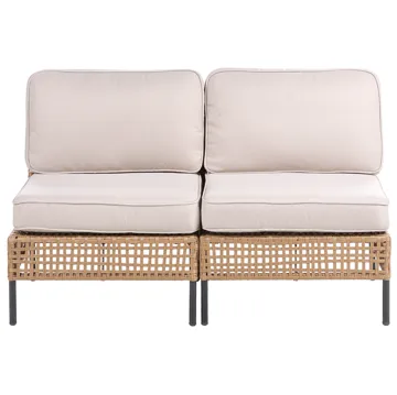 Soffa utomhus 2-Sits Omegana Utan Armstöd Konstrotting - Beige/Svart - Utemöbler & utemiljö - Utesoffa
