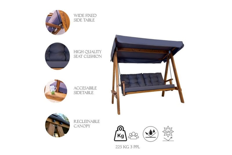 Taharoa Hängsoffa Utomhus 3-sits - Antracit - Utemöbler & utemiljö - Utesoffa - Hängsoffa