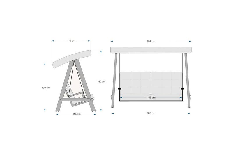 Taharoa Hängsoffa Utomhus 3-sits - Antracit - Utemöbler & utemiljö - Utesoffa - Hängsoffa