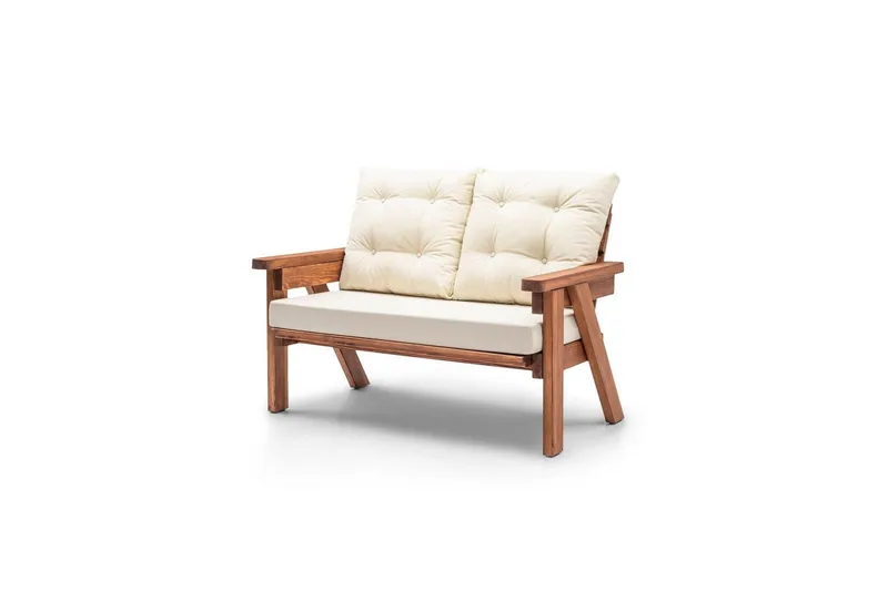 Trädgård 2-sitssoffa Zaron Gräddfärgad / Valnöt, Gräddfärgad / Valnöt