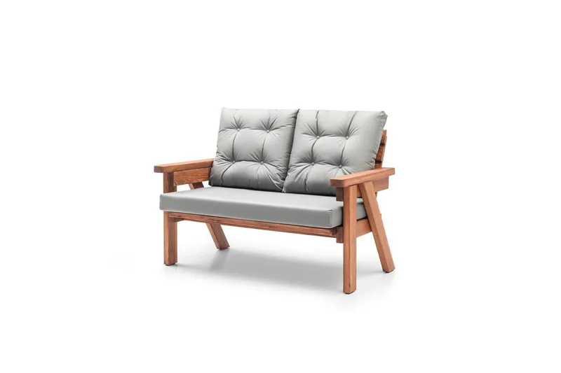 Trädgård 2-sitssoffa Zaron Grå / Valnöt, Grå / Valnöt