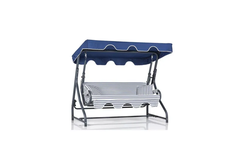 Trädgårds Trippel Gungstol Gowanda (200 x 165 x 110 cm) Ljusgrå / Blå - Ljusgrå / Blå - Utemöbler & utemiljö - Utesoffa - Hammock