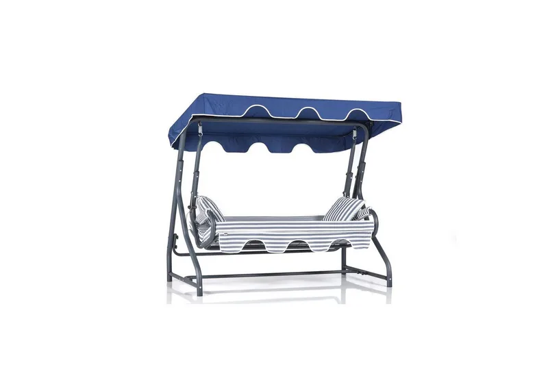Trädgårds Trippel Gungstol Gowanda (200 x 165 x 110 cm) Ljusgrå / Blå - Ljusgrå / Blå - Utemöbler & utemiljö - Utesoffa - Hammock