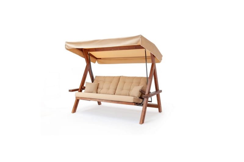 Trädgårds Trippel Gungstol Hazim Natur / Beige - Natur/Beige - Utemöbler & utemiljö - Utesoffa - Hängsoffa