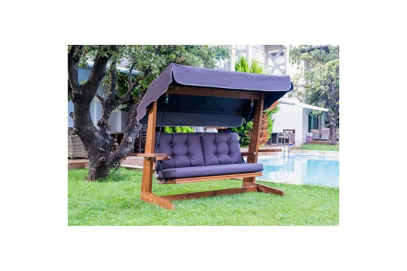 Trädgårds Trippel Gungstol Viva Antracit - Antracit, 220 x 100 x 175 cm - Utemöbler & utemiljö - Utesoffa - Hängsoffa