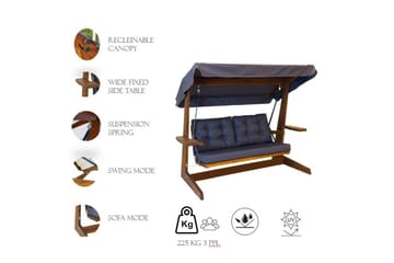 Trädgårds Trippel Gungstol Viva Antracit - Antracit, 220 x 100 x 175 cm - Utemöbler & utemiljö - Utesoffa - Hängsoffa