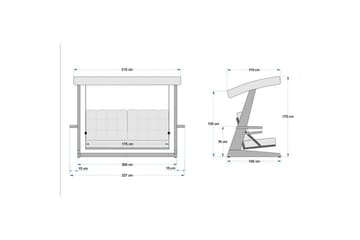 Trädgårds Trippel Gungstol Viva Antracit - Antracit, 237 x 100 x 175 cm - Utemöbler & utemiljö - Utesoffa - Hängsoffa