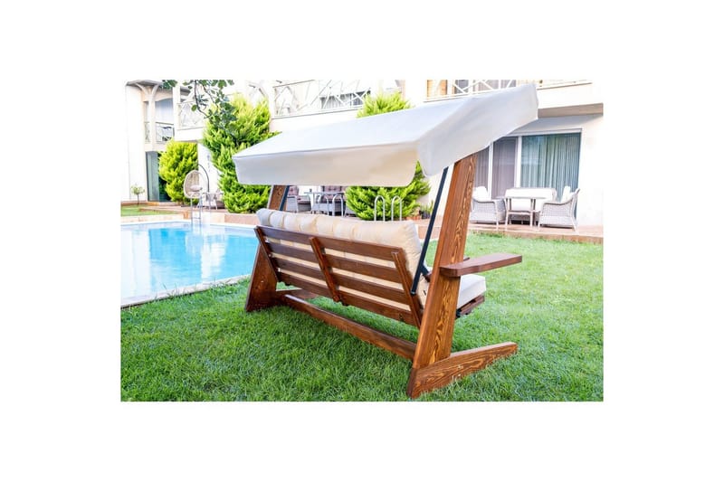 Trädgårds Trippel Gungstol Viva Beige - Beige, 237 x 100 x 175 cm - Utemöbler & utemiljö - Utesoffa - Hängsoffa