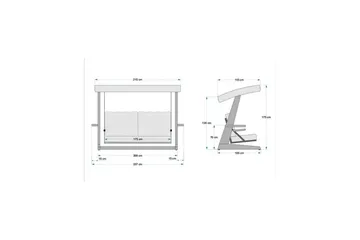 Trädgårds Trippel Gungstol Viva Beige - Beige, 237 x 100 x 175 cm - Utemöbler & utemiljö - Utesoffa - Hängsoffa