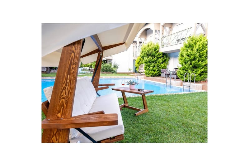 Trädgårds Trippel Gungstol Viva Beige - Beige, 237 x 100 x 175 cm - Utemöbler & utemiljö - Utesoffa - Hängsoffa